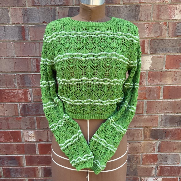 Zara Green Lace Knit Women's Sweater - Picture 1 of 7